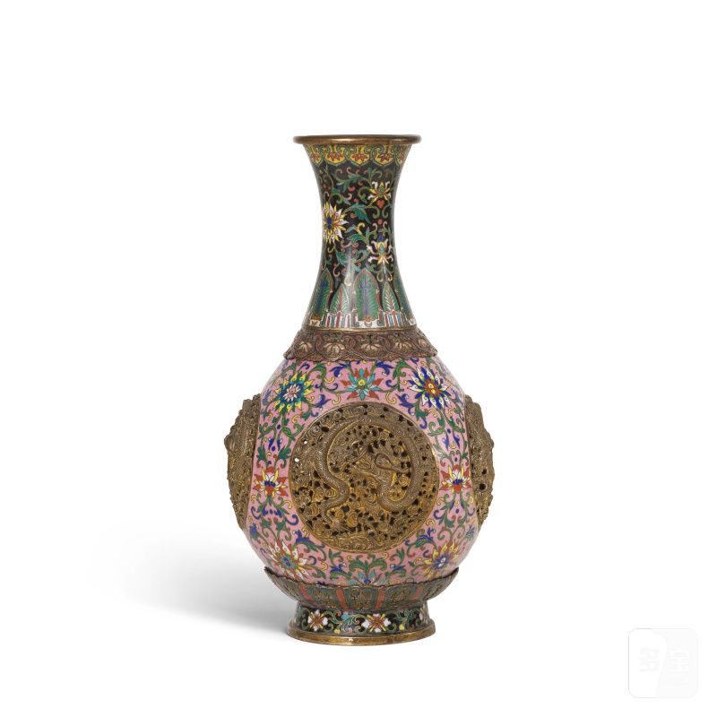 清晚期 掐絲斬胎琺瑯轉心瓶 | VASE À CŒUR TOURNANT EN ÉMAUX CLOISONNÉS ET CHAMPLEVÉS - 图4